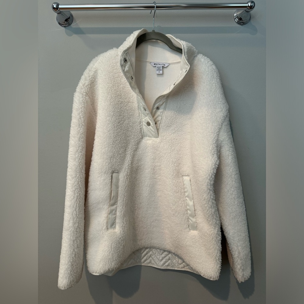 Never worn! Athleta Sherpa Snap Neck Pullover, Women’s M